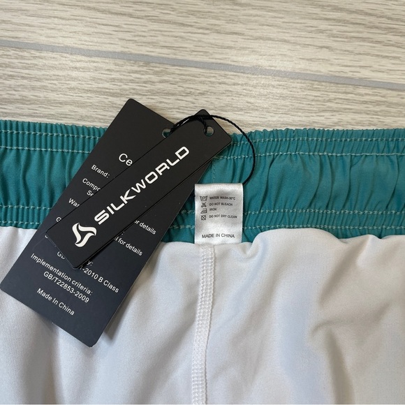 Silkworld Teal 7” Swim Athletic Shorts Attached Boxer Shorts Mens Size XXL New - Picture 10 of 13